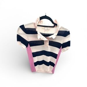 Marc Jacobs Kids Polo - Pink and Navy Stripes